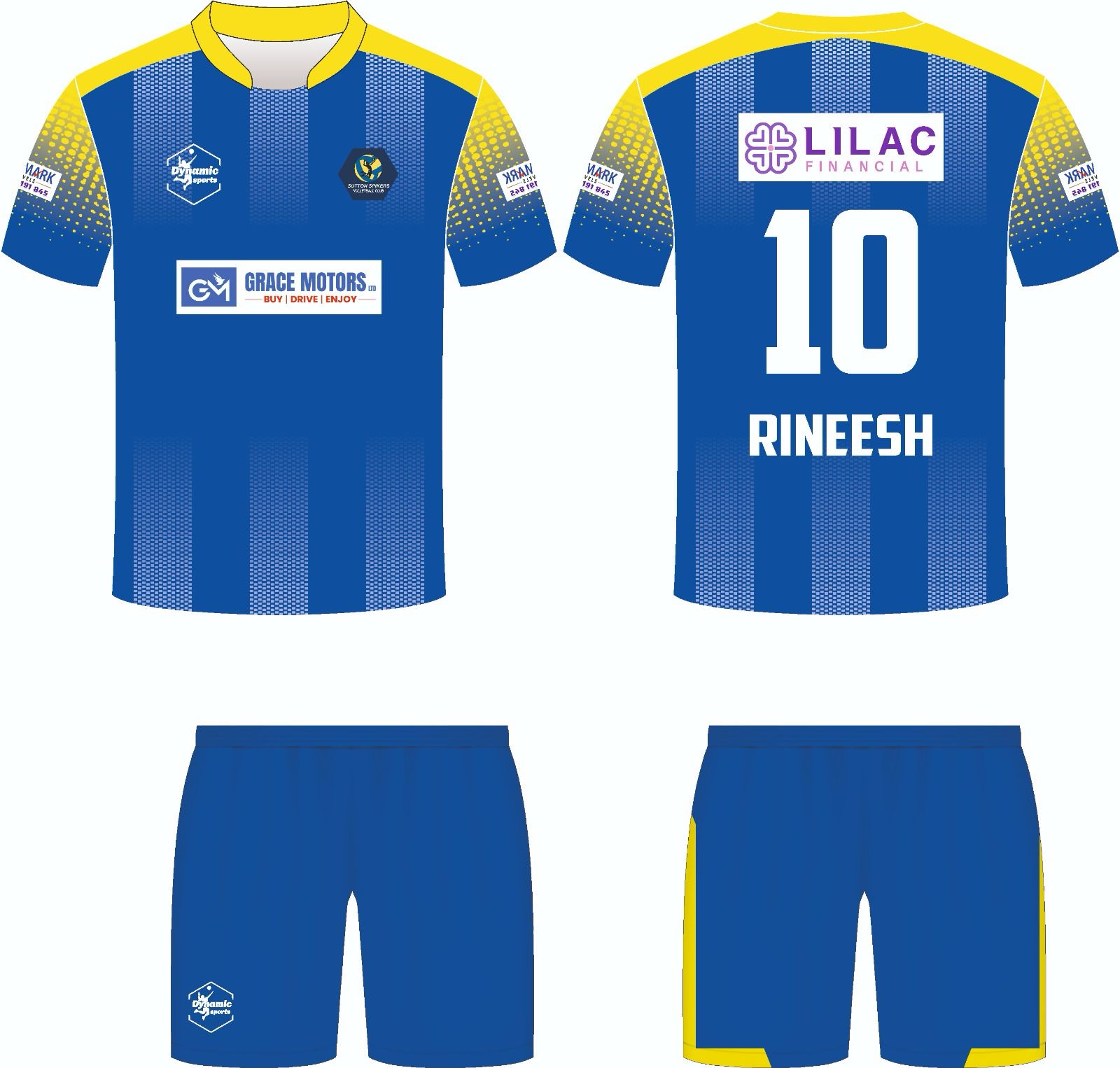 Sutton Spikers main blue jersey and shorts design