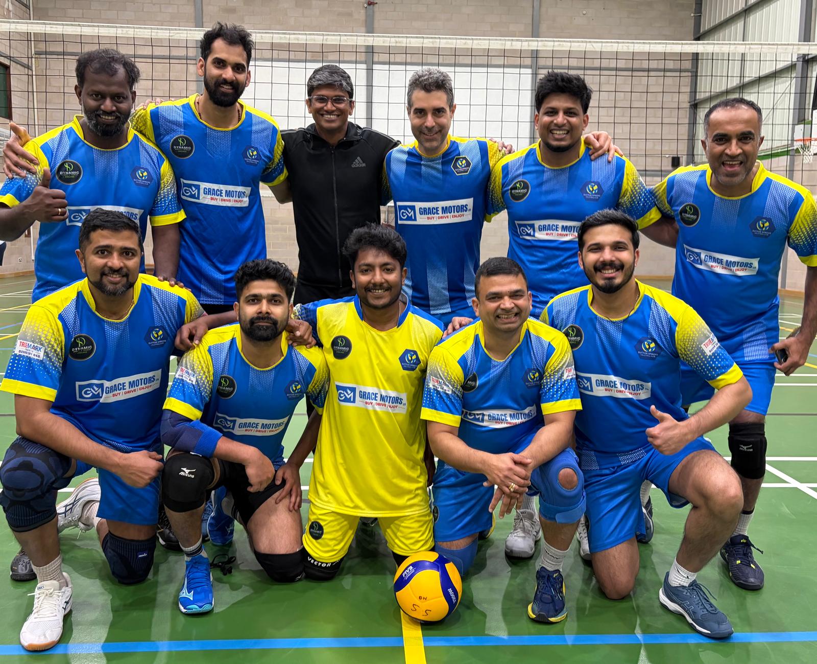 Sutton Spikers team photo on court in club kit